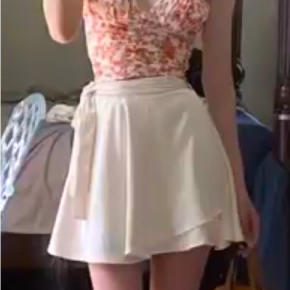 Off White Silky Wrap Skirt